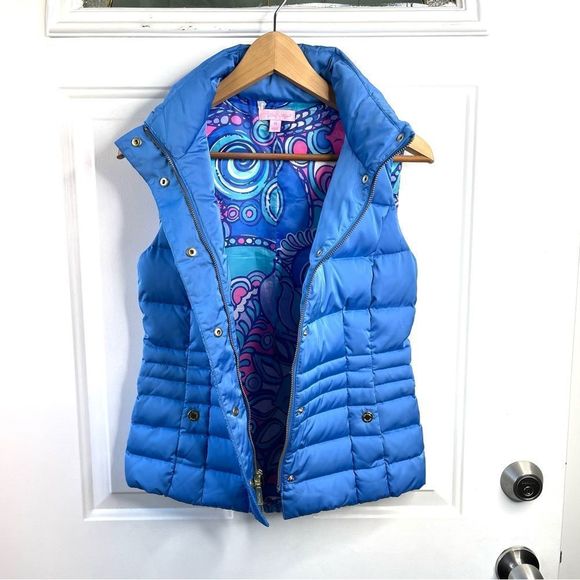 Lilly Pulitzer Isabelle Puffer Vest Blue Size XS - Picture 6 of 14